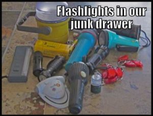 Flashlights in our junk drawer